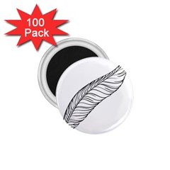 Feather Line Art 1 75  Magnets (100 Pack)  by Simbadda