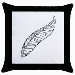 Feather Line Art Throw Pillow Case (black) by Simbadda