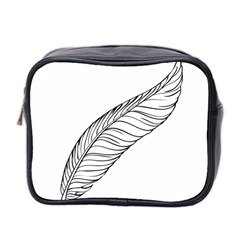 Feather Line Art Mini Toiletries Bag 2-side by Simbadda