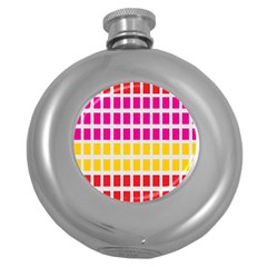 Squares Pattern Background Colorful Squares Wallpaper Round Hip Flask (5 Oz) by Simbadda