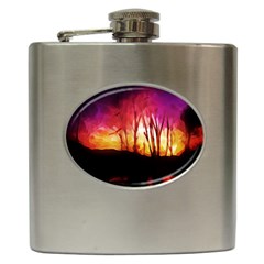 Fall Forest Background Hip Flask (6 Oz) by Simbadda