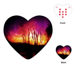 Fall Forest Background Playing Cards (heart)  by Simbadda