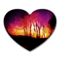 Fall Forest Background Heart Mousepads