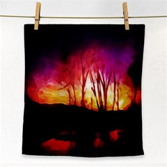 Fall Forest Background Face Towel by Simbadda