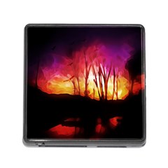 Fall Forest Background Memory Card Reader (square) by Simbadda