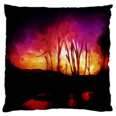 Fall Forest Background Large Cushion Case (two Sides) by Simbadda