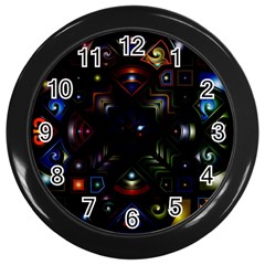 Geometric Line Art Background In Multi Colours Wall Clocks (black)