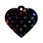 Geometric Line Art Background In Multi Colours Dog Tag Heart (One Side) Front