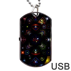 Geometric Line Art Background In Multi Colours Dog Tag Usb Flash (two Sides)