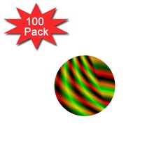 Neon Color Fractal Lines 1  Mini Buttons (100 Pack)  by Simbadda