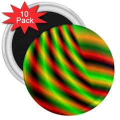 Neon Color Fractal Lines 3  Magnets (10 Pack)  by Simbadda