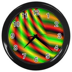 Neon Color Fractal Lines Wall Clocks (black)