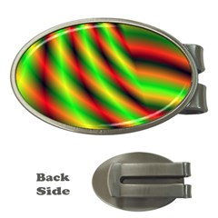 Neon Color Fractal Lines Money Clips (oval)  by Simbadda