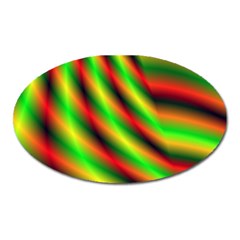 Neon Color Fractal Lines Oval Magnet by Simbadda