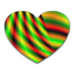 Neon Color Fractal Lines Heart Mousepads by Simbadda