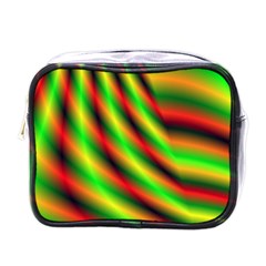 Neon Color Fractal Lines Mini Toiletries Bags by Simbadda