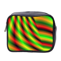 Neon Color Fractal Lines Mini Toiletries Bag 2-side by Simbadda