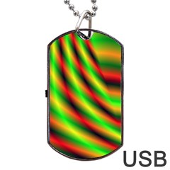 Neon Color Fractal Lines Dog Tag Usb Flash (one Side) by Simbadda