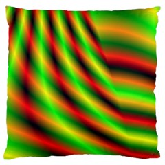 Neon Color Fractal Lines Large Cushion Case (two Sides) by Simbadda