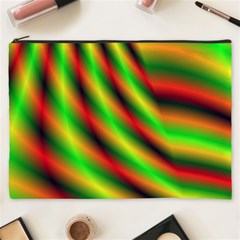 Neon Color Fractal Lines Cosmetic Bag (xxxl)  by Simbadda