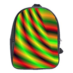 Neon Color Fractal Lines School Bags (xl)  by Simbadda