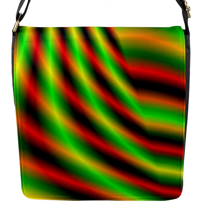 Neon Color Fractal Lines Flap Messenger Bag (S)