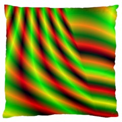 Neon Color Fractal Lines Large Flano Cushion Case (two Sides) by Simbadda