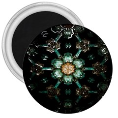 Kaleidoscope With Bits Of Colorful Translucent Glass In A Cylinder Filled With Mirrors 3  Magnets by Simbadda