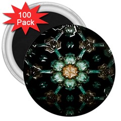 Kaleidoscope With Bits Of Colorful Translucent Glass In A Cylinder Filled With Mirrors 3  Magnets (100 Pack) by Simbadda