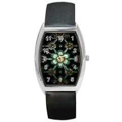 Kaleidoscope With Bits Of Colorful Translucent Glass In A Cylinder Filled With Mirrors Barrel Style Metal Watch by Simbadda