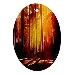 Artistic Effect Fractal Forest Background Ornament (oval) by Simbadda