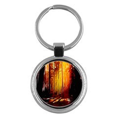 Artistic Effect Fractal Forest Background Key Chains (round)  by Simbadda