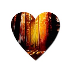 Artistic Effect Fractal Forest Background Heart Magnet by Simbadda