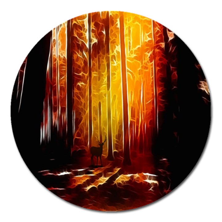 Artistic Effect Fractal Forest Background Magnet 5  (Round)