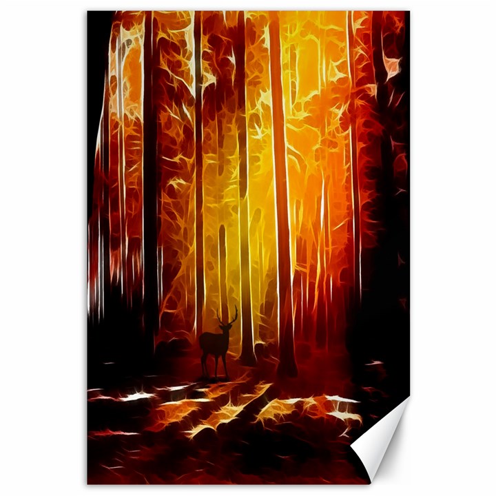 Artistic Effect Fractal Forest Background Canvas 12  x 18  