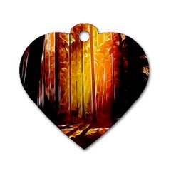 Artistic Effect Fractal Forest Background Dog Tag Heart (one Side) by Simbadda