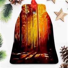 Artistic Effect Fractal Forest Background Bell Ornament (two Sides) by Simbadda