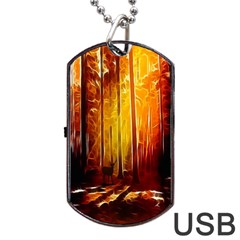 Artistic Effect Fractal Forest Background Dog Tag Usb Flash (one Side) by Simbadda