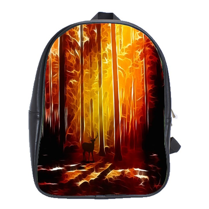 Artistic Effect Fractal Forest Background School Bags (XL) 