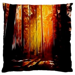 Artistic Effect Fractal Forest Background Large Flano Cushion Case (two Sides) by Simbadda