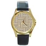 Pattern Round Gold Metal Watch Front