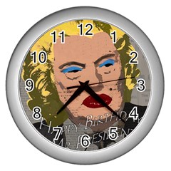 Happy Birthday Mr  President  Wall Clocks (silver) 