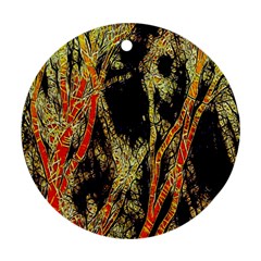 Artistic Effect Fractal Forest Background Round Ornament (two Sides) by Simbadda