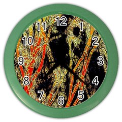 Artistic Effect Fractal Forest Background Color Wall Clocks by Simbadda