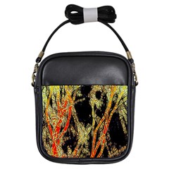 Artistic Effect Fractal Forest Background Girls Sling Bags by Simbadda