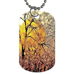 Summer Sun Set Fractal Forest Background Dog Tag (two Sides) by Simbadda