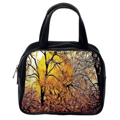 Summer Sun Set Fractal Forest Background Classic Handbags (one Side) by Simbadda