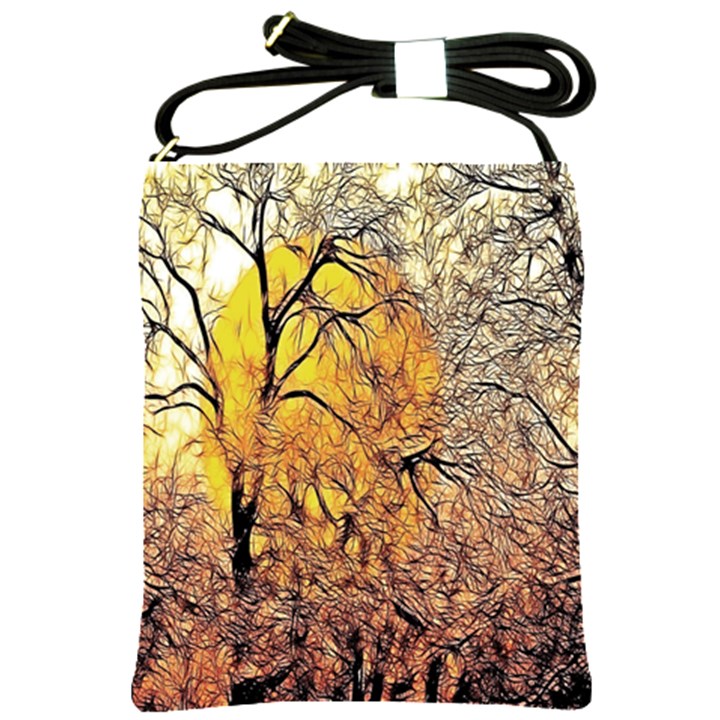 Summer Sun Set Fractal Forest Background Shoulder Sling Bags