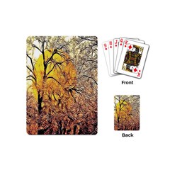 Summer Sun Set Fractal Forest Background Playing Cards (mini)  by Simbadda