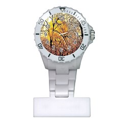 Summer Sun Set Fractal Forest Background Plastic Nurses Watch by Simbadda